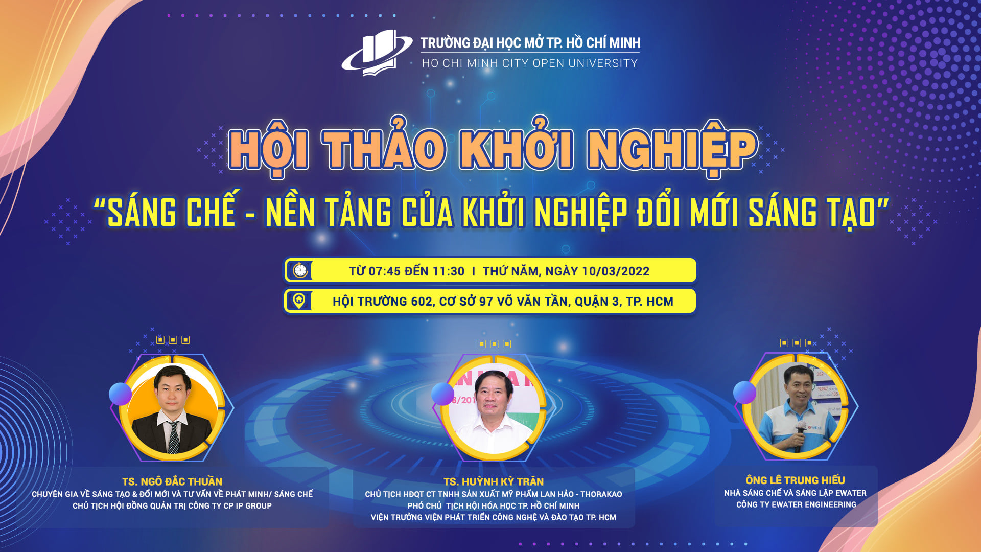 Thông báo về việc tổ chức chương trình Hội thảo khởi nghiệp Chủ đề: “Sáng chế – Nền tảng của khởi nghiệp đổi mới sáng tạo”