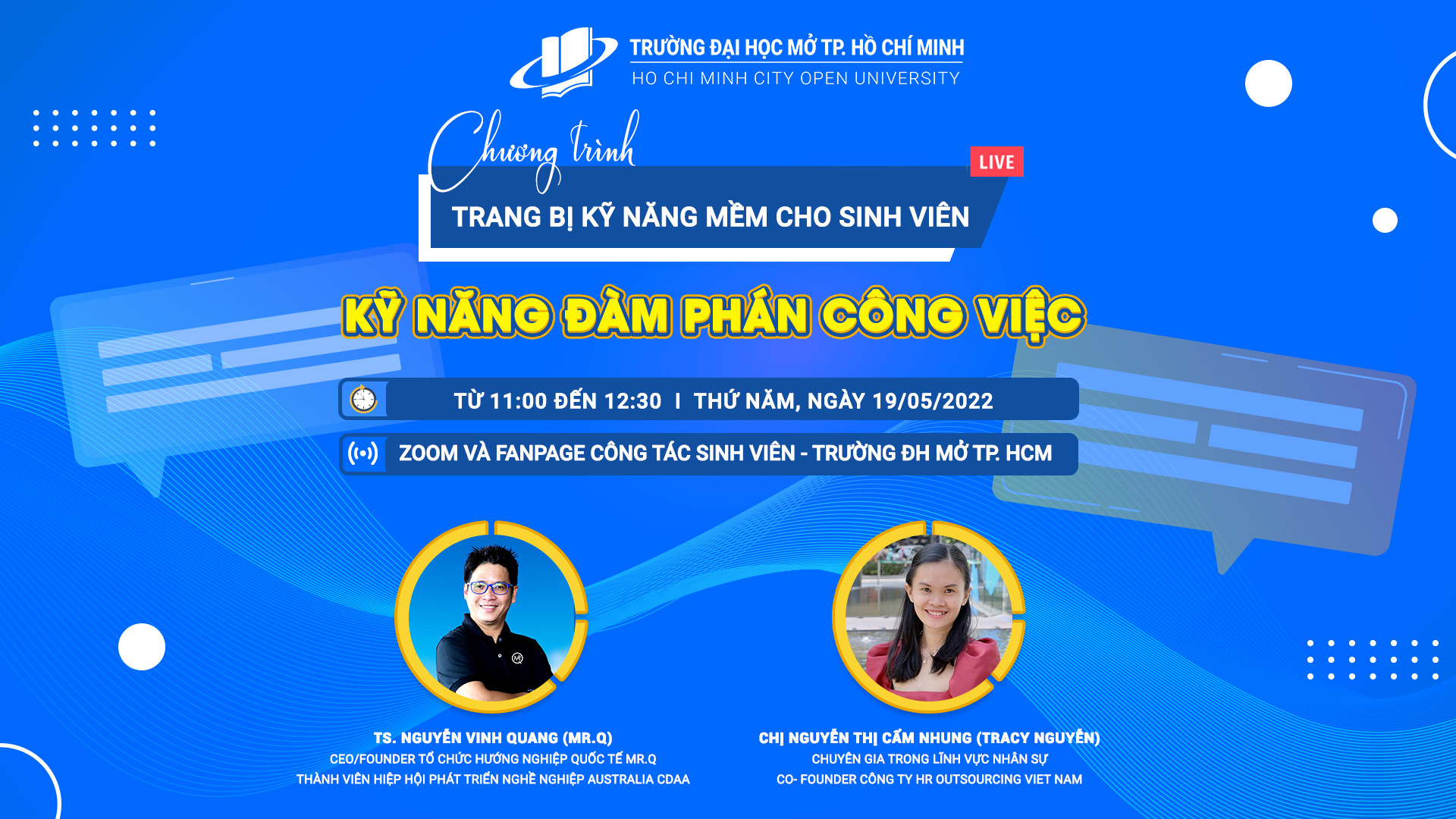 Về việc tổ chức chương trình trang bị kỹ năng mềm cho sinh viên – Chủ đề: “Kỹ năng đàm phán công việc”