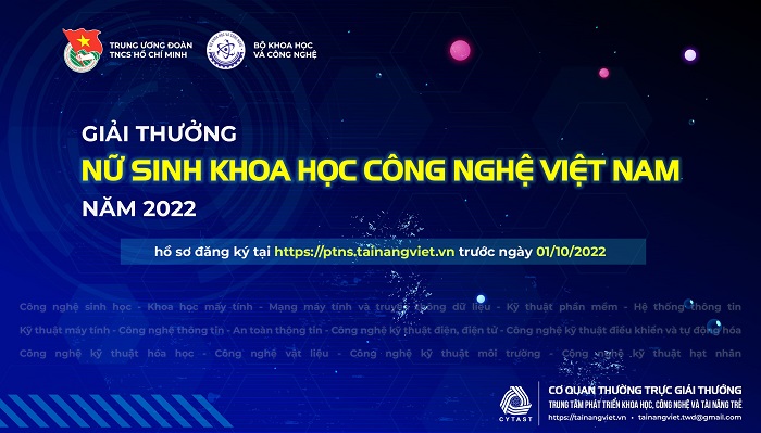 Thông báo về việc Giải thưởng Nữ sinh khoa học công nghệ Việt Nam năm 2022