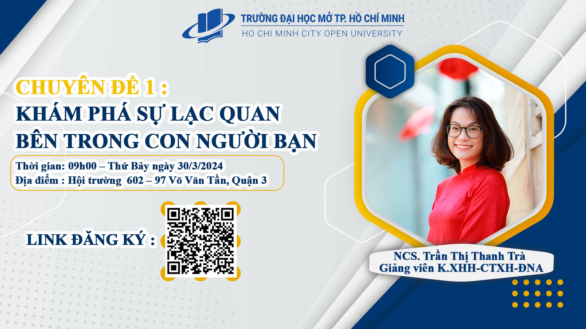 Thông báo về việc tổ chức báo cáo chuyên đề tâm lý “Khám phá sự lạc quan bên trong con người bạn”